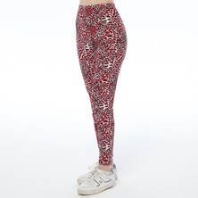 ASN Concept Kadın Leopar Desenli Kırmızı Renk Tayt (Büyük Beden Seçeneğiyle)