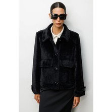 Ekol Kadın Kolu Apoletli Kapak Cepli Mont 6111 Siyah