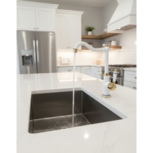 Emfa Aksesuar Rustik Mutfak Bataryası Beyaz-Gold Vintage Modern Tasarım Eviye Bataryası Pirinç