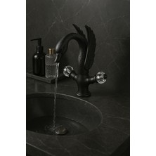 Emfa Aksesuar Siyah Zümrüt Taşlı Ördek Kuğu Mutfak & Lavabo Eviye Bataryası