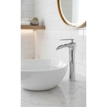 Emfa Aksesuar Krom Çanak Lavabo Bataryası - Şelale Akış Krom Lavabo Bataryası