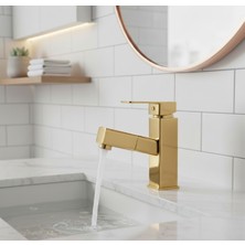 Emfa Aksesuar Gold Spiralli Lavabo Bataryası - Uzayabilen Spiralli Lavabo Musluğu