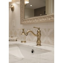 Emfa Aksesuar Antik Lavabo Bataryası Vintage Lavabo Musluğu Vintage Batarya Mat Gold Musluk