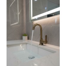 Emfa Aksesuar Antik Vintage Kuğu Lavabo Bataryası - Mat Gold Lavabo Bataryası