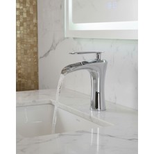 Emfa Aksesuar Krom Şelale Akışlı Lavabo Bataryası - Modern Tasarım Krom Lavabo Bataryası
