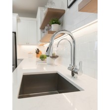 Emfa Aksesuar Arıtmalı Mutfak Bataryası Krom - Arıtmalı Spiralli Pirinç Eviye Bataryası