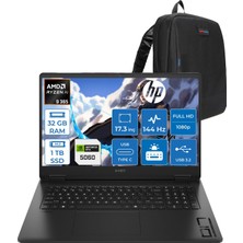Hp Omen 17-DB1022NT Amd Ryzen Aı 9 365 32GB Ddr5 1tb SSD Freedos RTX5060 8gb Gddr6 17.3 Inç Fullhd (1920 x 1080) 144Hz 7ms 300NITS IPS Taşınabilir Bilgisayar CD5N2EAF14 + Zetta Çanta