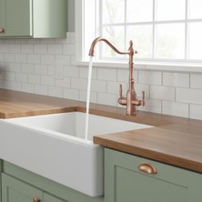 Emfa Aksesuar Rose Gold Arıtmalı Mutfak Bataryası Bakır Evye Musluğu Vintage Rustik Tasarım Arıtmalı Batarya