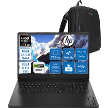 Hp Omen 17-DB1022NT Amd Ryzen Aı 9 365 24GB Ddr5 6tb SSD Freedos RTX5060 8gb Gddr6 17.3 Inç Fullhd (1920 x 1080) 144Hz 7ms 300NITS IPS Taşınabilir Bilgisayar CD5N2EAF11 + Zetta Çanta