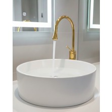 Emfa Aksesuar Gold Çanak Lavabo Bataryası Modern Tasarım Gold Banyo Bataryası