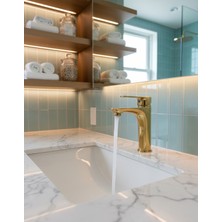 Emfa Aksesuar Gold Modern Lavabo Bataryası - Pirinç Goldlavabo Bataryası