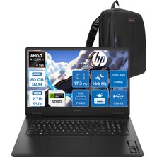 Hp Omen 17-DB1022NT Amd Ryzen Aı 9 365 80GB Ddr5 2tb SSD Freedos RTX5060 8gb Gddr6 17.3 Inç Fullhd (1920 x 1080) 144Hz 7ms 300NITS IPS Taşınabilir Bilgisayar CD5N2EAF39 + Zetta Çanta