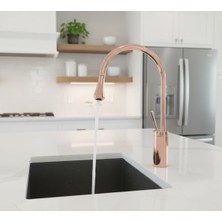 Emfa Aksesuar Bakır Mutfak Bataryası - Rose Gold Evye Bataryası - Bakır Lavabo Bataryası