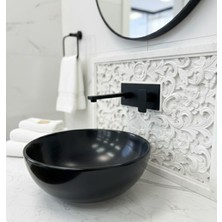 Emfa Aksesuar Ankastre Batarya Siyah Duvardan Ankastre Lavabo Siyah Pirinç Armatür