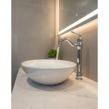 Emfa Aksesuar Krom Çanak Lavabo Bataryası Vintage Lavabo Musluğu Vintage Çanak Batarya Krom Musluk