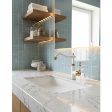 Emfa Aksesuar Rustik Lavabo Bataryası Pirinç - Vintage Modern Tasarım Beyaz-Gold