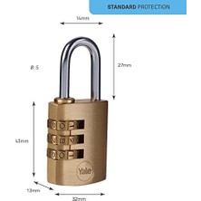 Storemax Y150B/30/125/1 Şifreli Pirinç Asma Kilit, Standart Koruma, Çelik Halka, 3 Haneli Şifre, Sarı