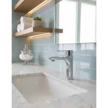 Emfa Aksesuar Krom Modern Lavabo Bataryası - Pirinç Gümüş Lavabo Bataryası