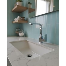 Emfa Aksesuar Krom Kare Lavabo Bataryası - Kare Banyo Bataryası Pirinç
