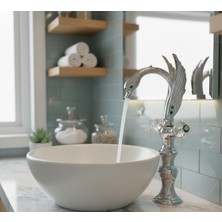 Emfa Aksesuar Gümüş Krom Çanak Bataryası Zümrüt Taşlı Ördek Kuğu Mutfak & Lavabo Eviye Bataryası