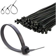 Kablo Bağı Cırt Kelepçe, 300X4.8 Mm, Siyah, 1P=100 Adet