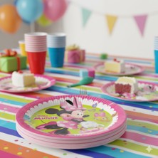 Dodomar 23 cm – Minnie Mouse Cafe Lisanslı Karton Tabak 8'li Doğum Günü Parti Tabağı