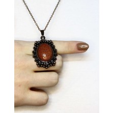 Esha Doğal Taş Yıldız Doğal Taşlı Çiçek Desenli Otantik Kadın Kolye 45 cm Zincirli EUK31Y