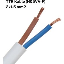 Ttr (HO5VV-F) 2x1.5 Mm2 Beyaz Kablo, Pvc Izoleli, Çok Damarlı, 300/500V, 1 metre fiyatıdır.