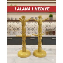 Elizi Ahşap 6 Bölmeli Doğal Kayın Ağacı Ahşap Fincan Askılığı - Kupa Standı 30 cm