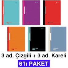 Storemax A4 Dikişli Okul Defteri 6’lı Paket (3 Çizgili + 3 Kareli) – 60 Yaprak (120 Sayfa)