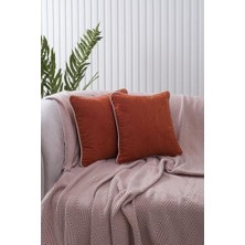 Storemax Home Turuncu Panorama Krem Biyeli Kırlent Kılıfı 3 Farklı Biye Seçeneğiyle, 45 x 45