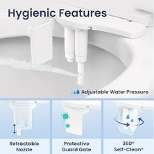 Storemax Bidet Neo 320 Plus – Yeni Nesil Su Bide Klozet Kapağı Eklentisi, Yenilikçi Ez-Kaldırma Menteşeleri, Çift Nozullu ve 360° Kendini Temizleme Modu (Beyaz)