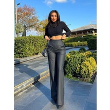 Mat Deri Şardonlu Palazzo Pantolon