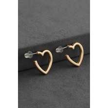 Pazarois Kalp Figürlü Altın Renk Bijüteri Küpe