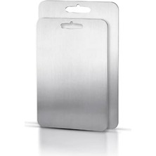 Storemax Canelf 2’li Paslanmaz Çelik Kesim Panosu Seti, Hijyenik ve Dayanıklı Mutfak Kesme Tahtası, Çift Taraflı Kullanılabilir, Et, Sebze, Meyve Için Çelik Kesme Tahtası