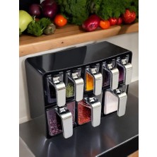 Storemax Sekizli Standlı Baharatlık Seti Krom Kulplu Siyah Kapak – 161280-820