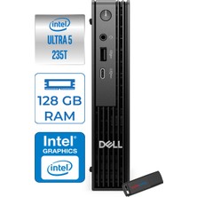 Dell Pc Pro Mıcro QCM1250 Intel® Ultra 5 235T 128GB Ddr5 512GB SSD Intel® Graphics Freedos Mini Masaüstü Bilgisayar BTO106F37+ZETTAUSBBELLEK