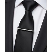 Siyah Üzeri Gri Desenli Kravat Maşası & Kravat Iğnesi