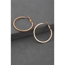 Pazarois Altın Renk Düz Model Çelik Halka Küpe