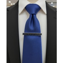 Gümüş Lacivert Taşlı Lüx Kravat Maşası & Iğnesi