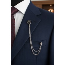Silver Vintage Desenli Ceket & Damatlık & Blazer Zincirli Yaka Aksesuarı