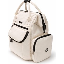 Sevil Çanta Venüs Krem Siyah Aksesuar Geniş Fonksiyonel Anne Bebek Bakım Sırt Çantası