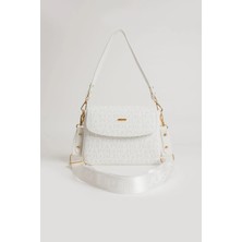 Just Polo  Kadın Günlük Kullanıma Uygun Orta Boy Baskılı Ayarlanabilir Askılı Şık El & Omuz Çantası Ebat: 26 x 13 cm