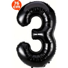 Parti Pera 3 Yaş 76 cm Siyah Rakam Folyo Balon