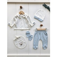 Baharda Nova %100 Pamuk Erkek Bebek Yenidoğan 5'li Hastane Çıkış Seti / Mevlit / 0-3 Ay Zıbın Set