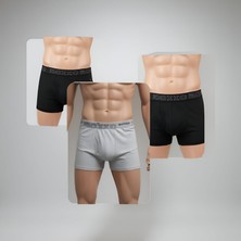 Qulothes Erkek 3'lü Pamuklu Likralı Esnek Kumaş Boxer