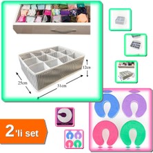 Hereveoyuncak 12 Bölmeli Pratik Çekmece Düzenleyici + 1 Adet Kapı Durdurucu Sünger Stoper - 2li Set P2Z6M4