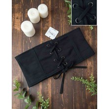 Modelist Kalın Korsaj Cotton Kumaş Siyah Kemer
