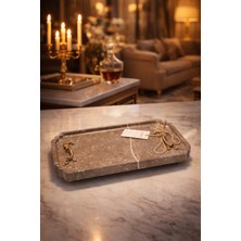 Montdekor El Yapımı Mermer Taşlı Bronz Desenli Tabak