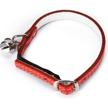 Mtxdpn Beeztees Kedi Boyun Tasması, Deri, Zilli, Kırmızı, 24-29CM